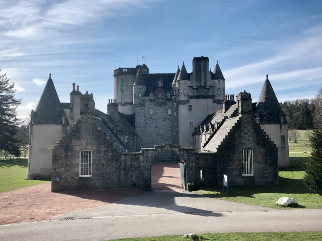 Castle Fraser on a sunny day in Scotland.