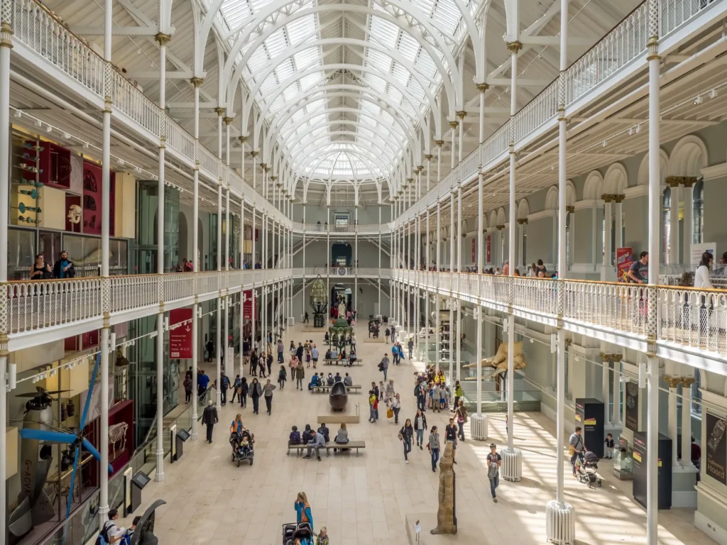 Viewpoint of the different floors in the National museum of Scotland in Edinburgh.