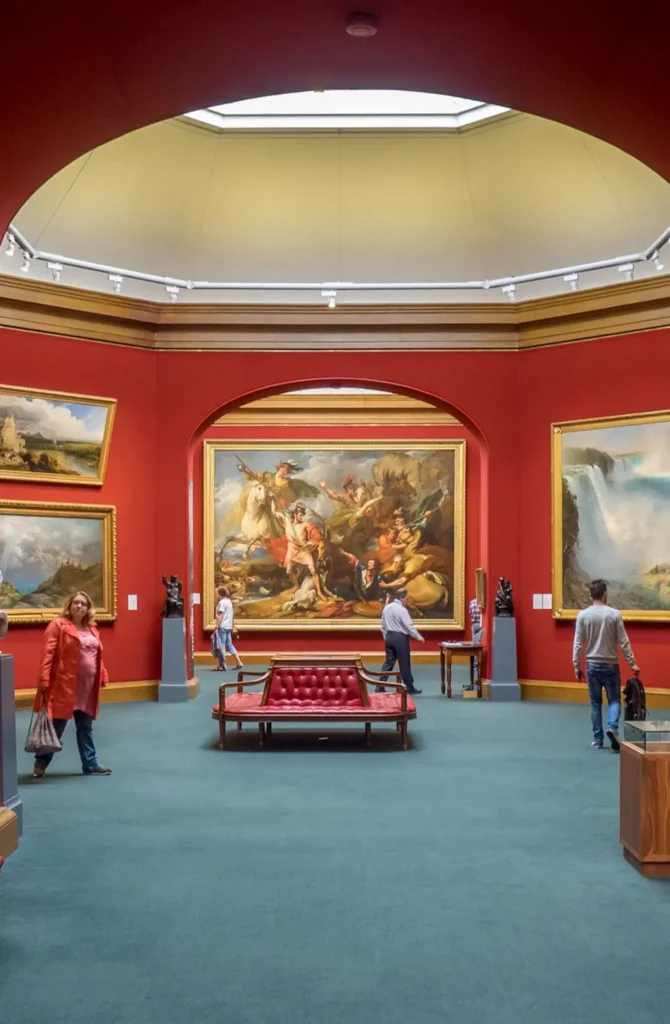 View of paintings in the National Gallery in Edinburgh.