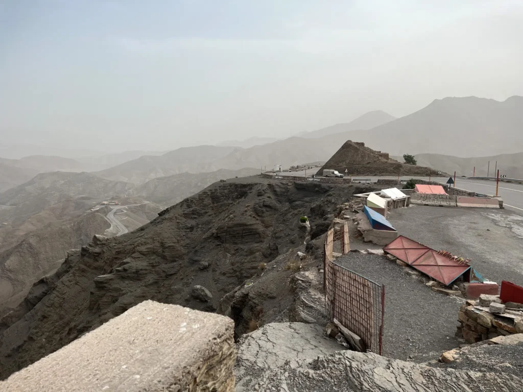 Viewpoint in the Atlas mountains looking over the road below.