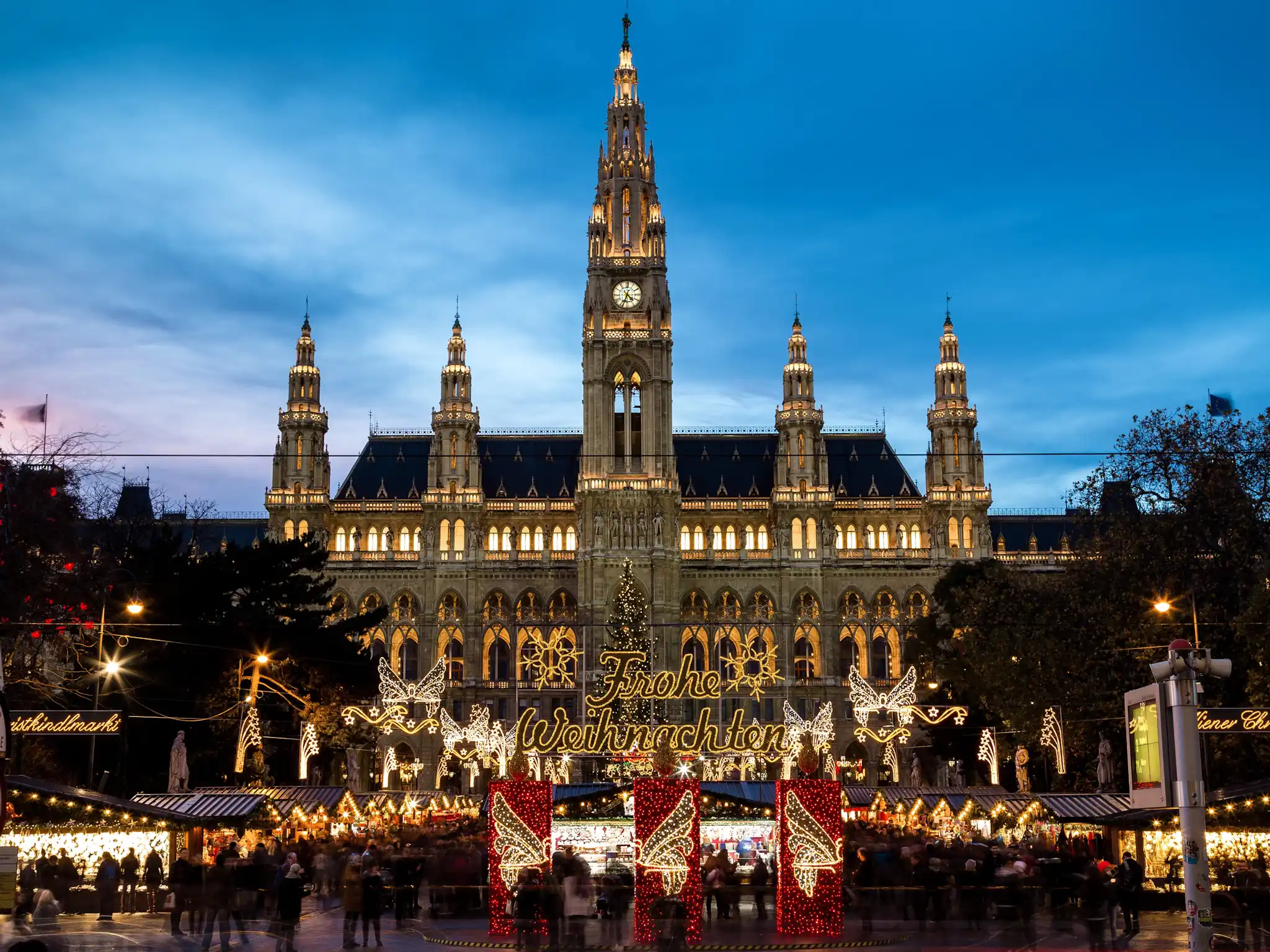 Christmas market at rathaus (vienna city hall).