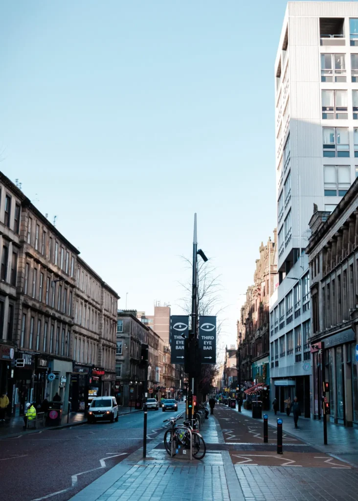 Sauchiehall Street in Glasgow on a quiet winter morning.