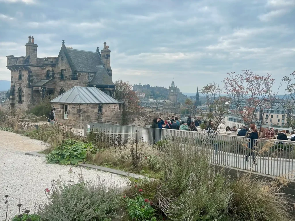 View from Calton Hill over to Calton Cafe and Edinburgh Castle.
