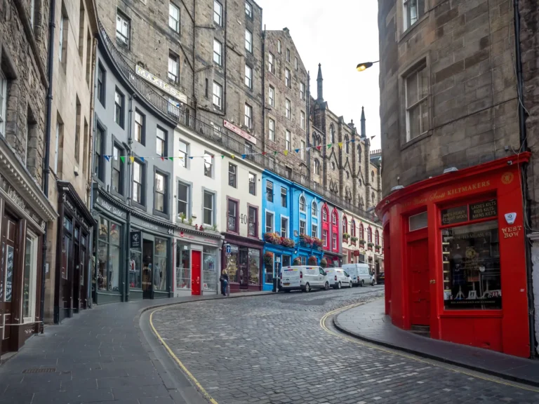 Looking up Victoria Street towards the Royal Mile in Edinburgh.