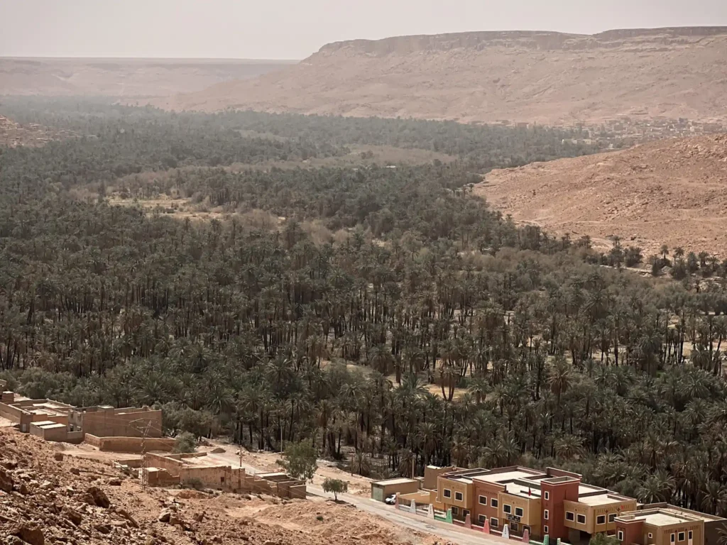 Viewpoint over Ziz Canyon in Morocco on a hazy day.