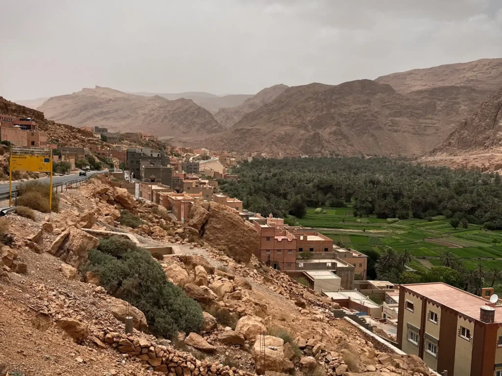 Panoramic viewpoint over the Todra Gorge in Tinghir Morocco.