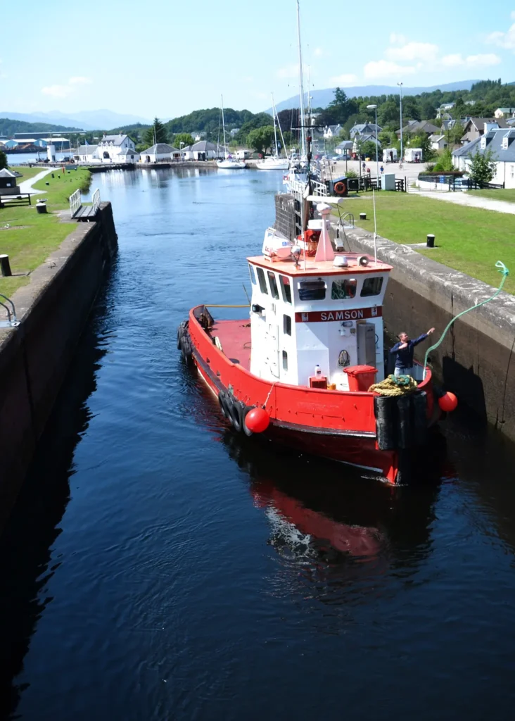 Boat in the Neptune's Staircase Lock in Fort William.