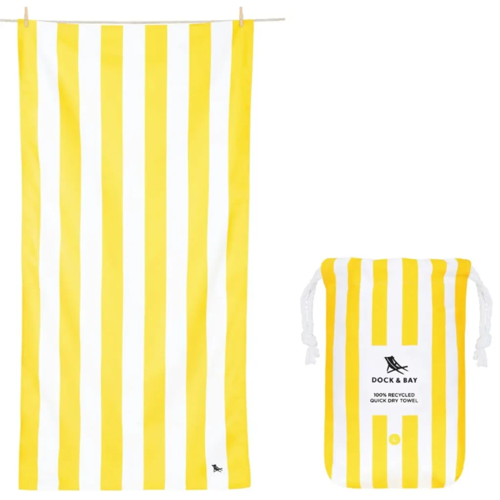 Yellow and white Dock & Bay Beach Towel