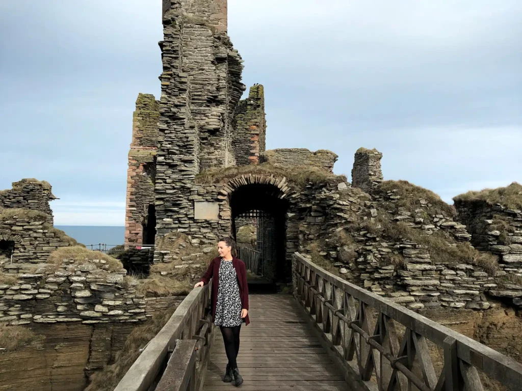 castle sinclair girnigoe in wick on a cloudy day.