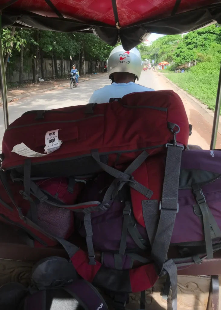 Suitcases on a tuk-tuk in Thailand.