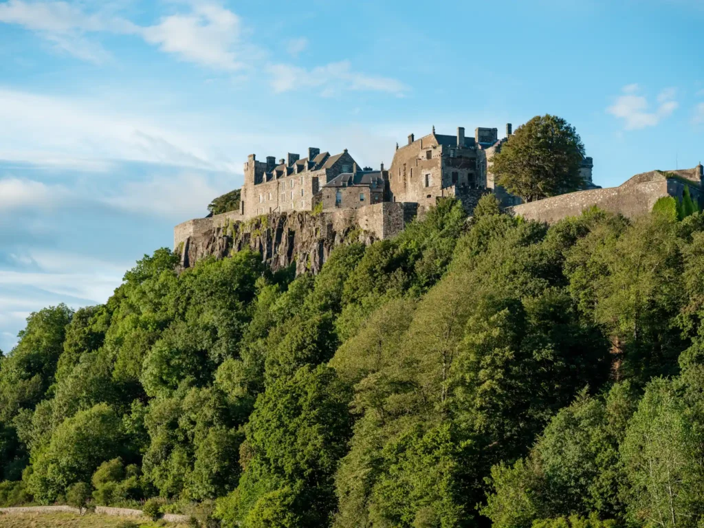 Stirling castle as seen from King's Park on a sunny day.