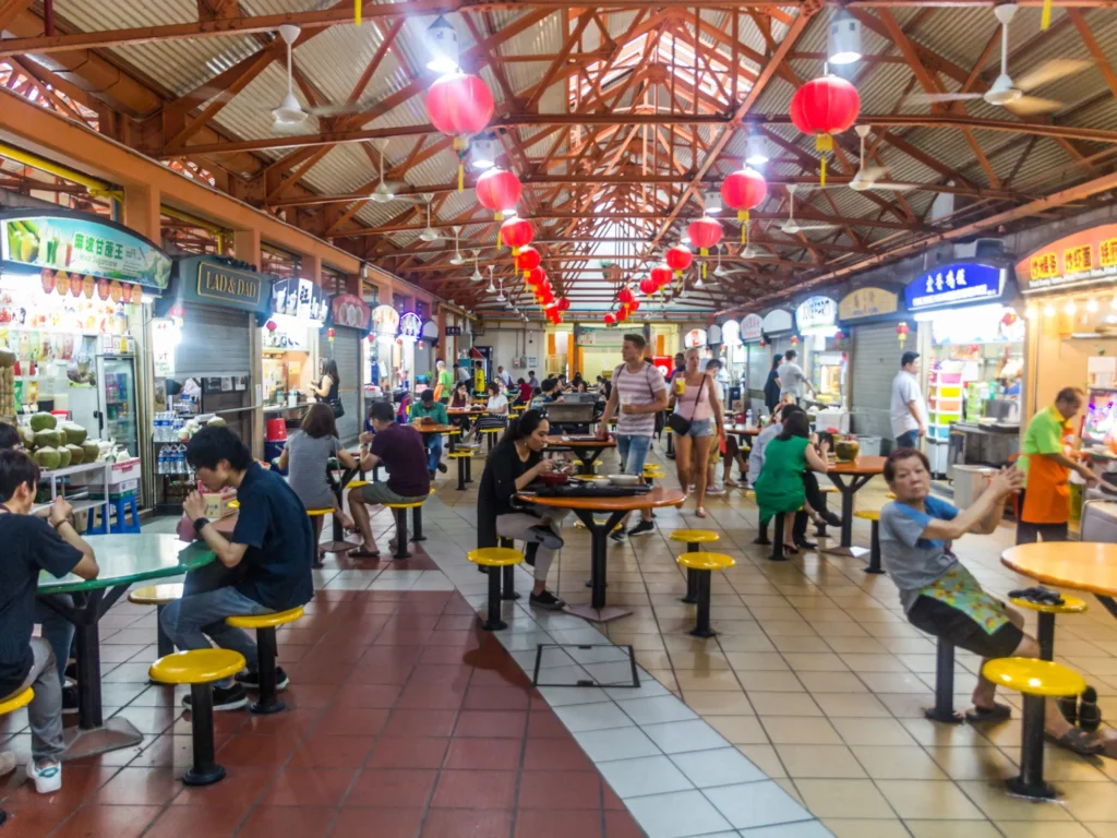 Maxwell food centre, chinatown hawker center in singapore.