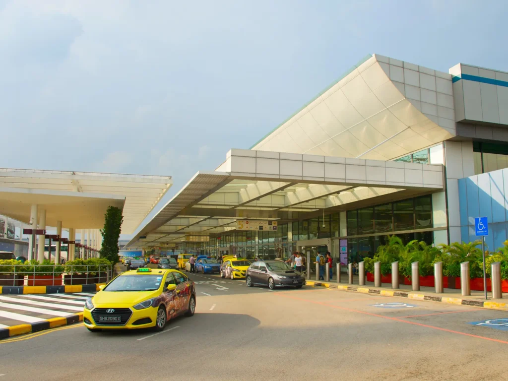 Taxi cabs at Singapore changi airport.