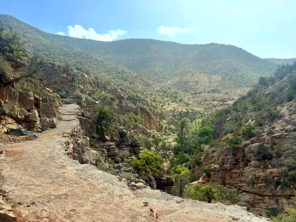 Paradise Valley surrounding green landscape near Taghazout Morocco.