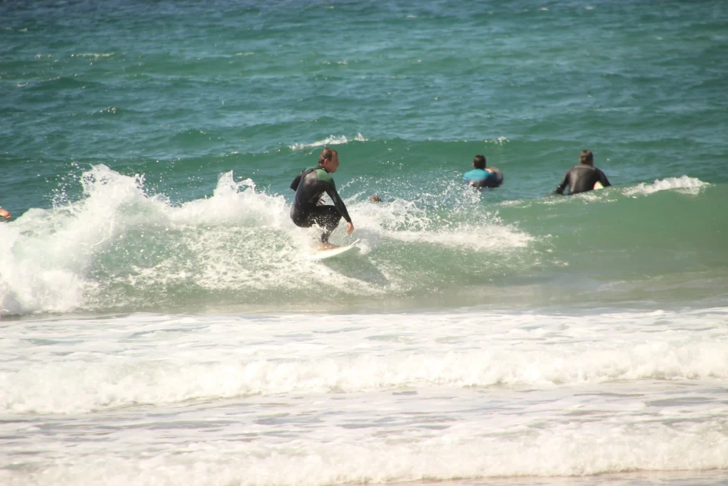 Advanced surfer riding the green wave in Taghazout in Morocco.